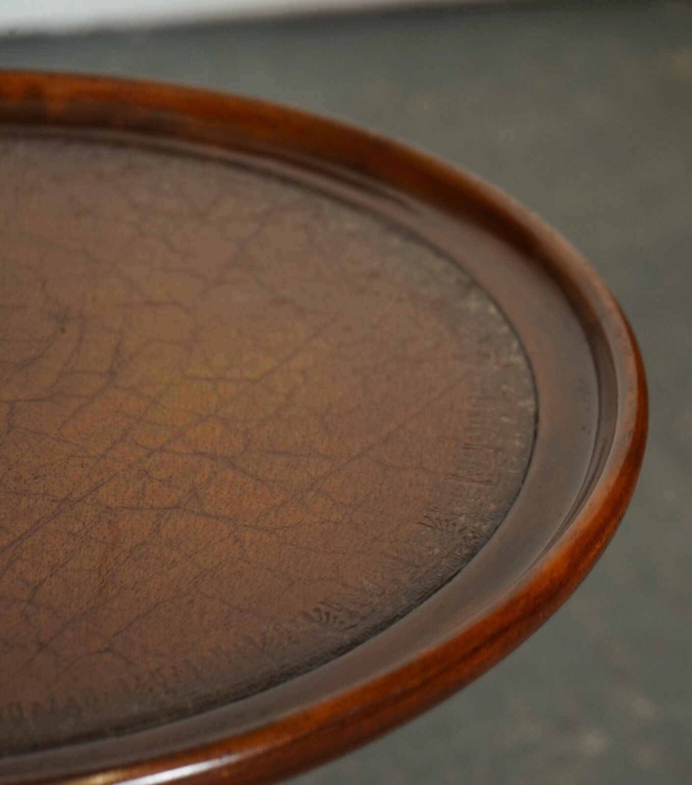 Vintage Theodore Alexander Brown Leather Top Side End Wine Table photo buy