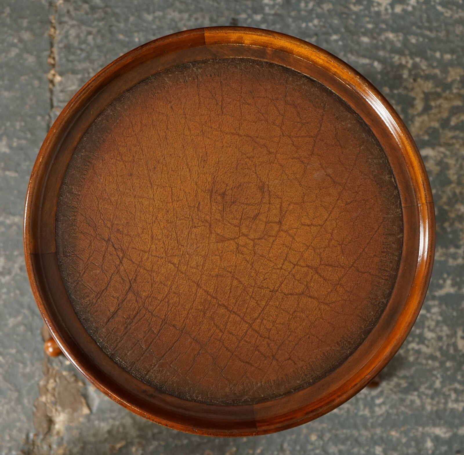 Vintage Theodore Alexander Brown Leather Top Side End Wine Table photo vintage