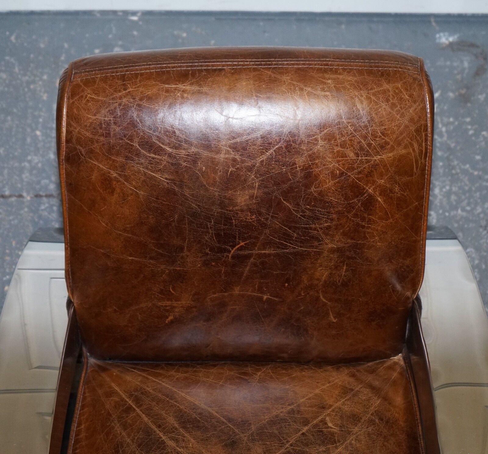 photo vintage Stunning Pair Of French Art Deco Chrome Aviator Heritage Brown Leather Armchairs
