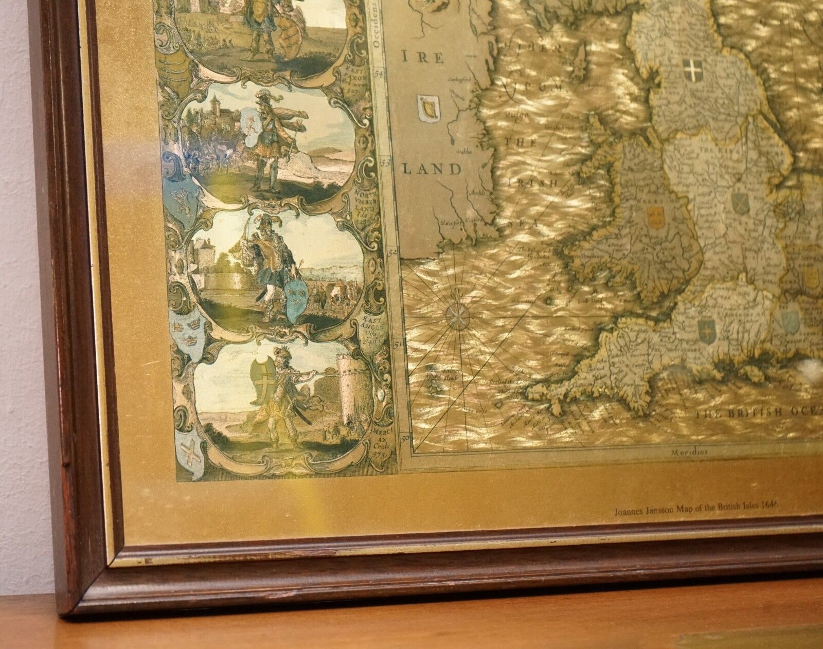 Vintage Gold Foil Map Of The British Isles 1646 By Joannes Janssen photo buy