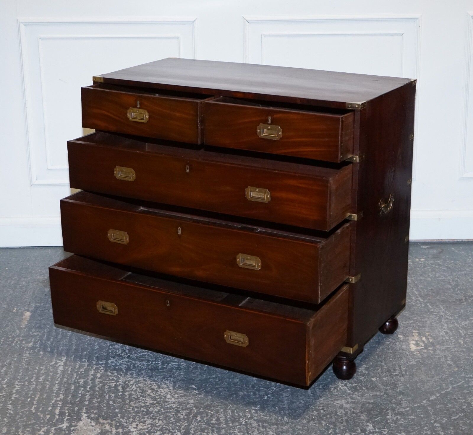 Antique Victorian Military Campaign Chest Of Graduated Drawers photo Furniture