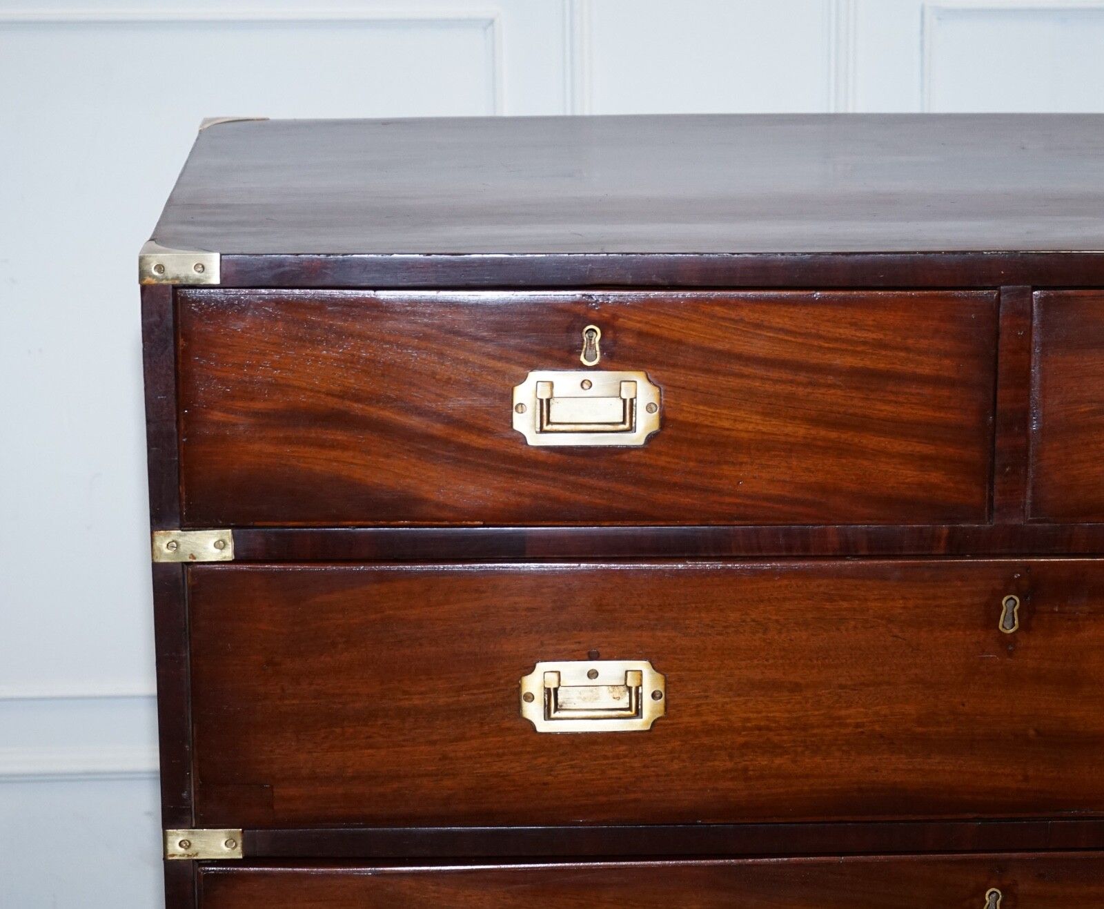 Antique Victorian Military Campaign Chest Of Graduated Drawers photo buy