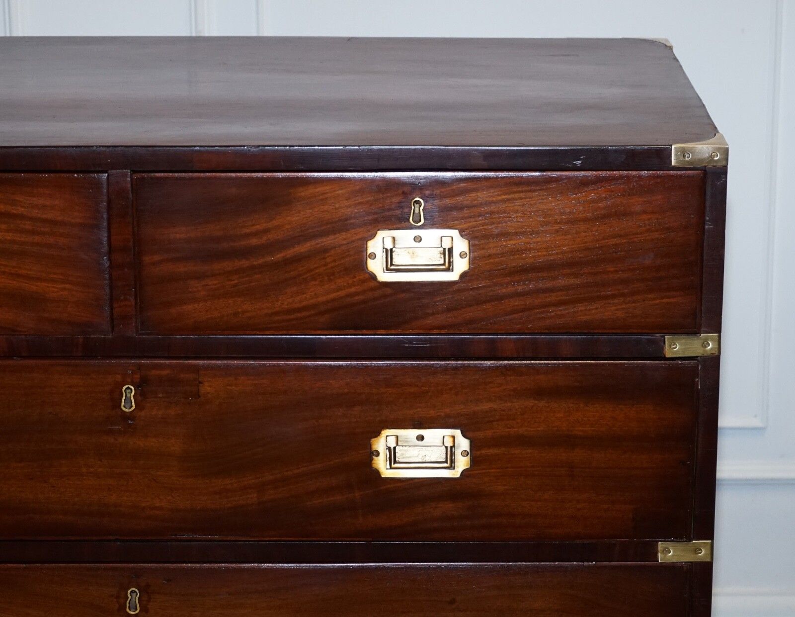Antique Victorian Military Campaign Chest Of Graduated Drawers photo vintage