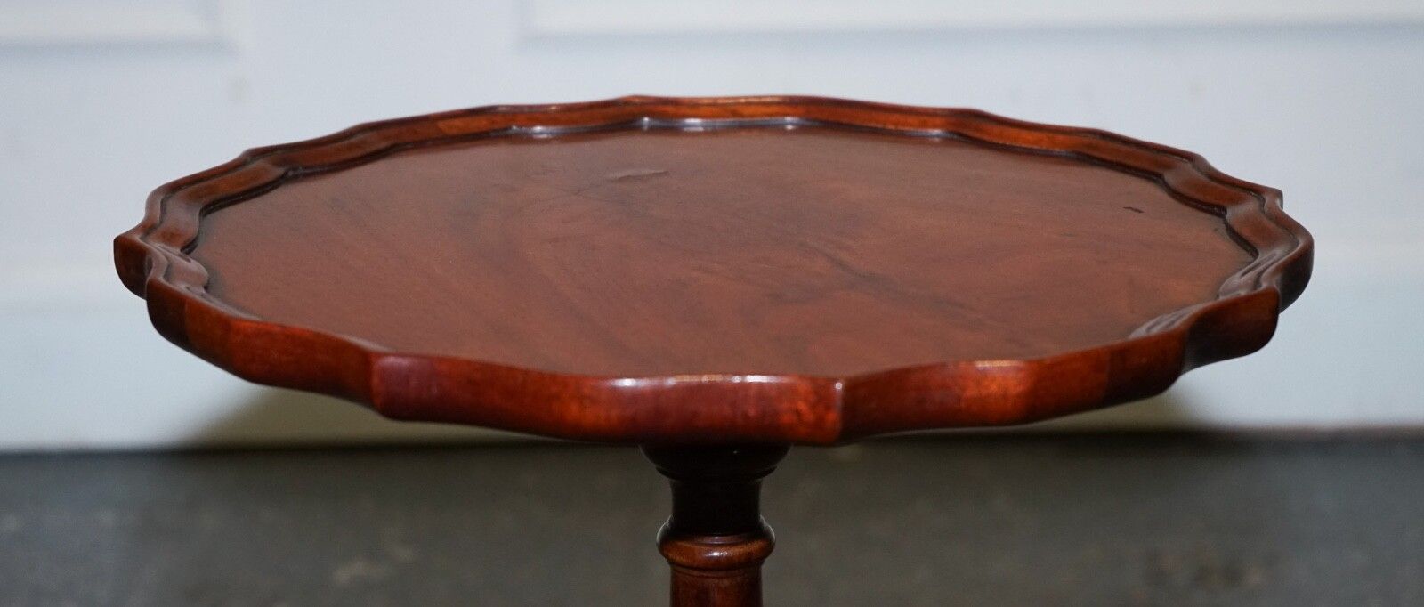photo for sale Lovely Vintage Walnut Pie Crust Lamp Wine Occasional Table By Charles Barr