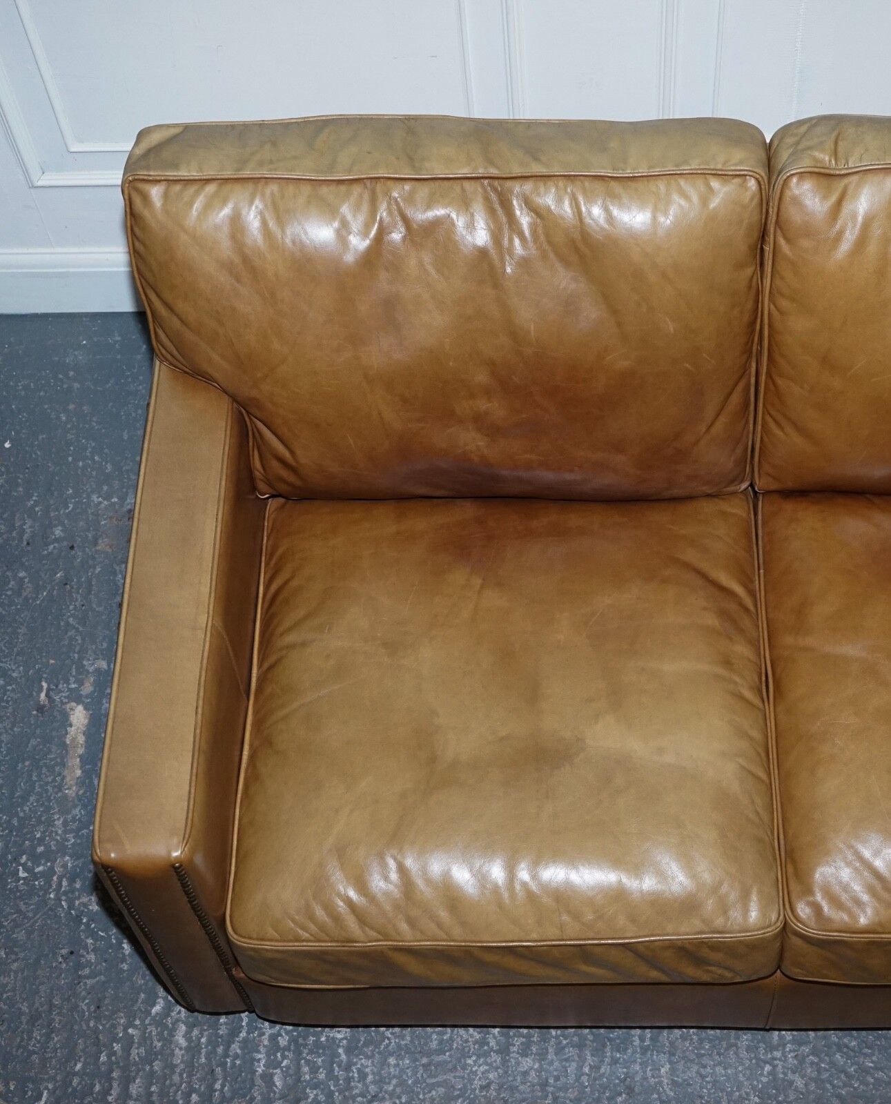 Furniture Timothy Oulton Halo Two Seater Viscount Tan Leather Sofa (2/2) photo