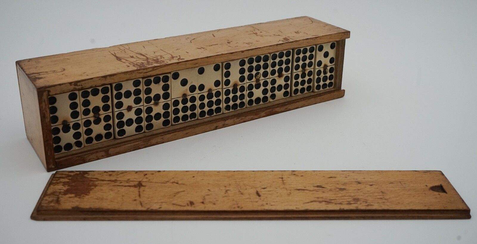 Late 19th Century Box Of Traditional Game Niner Dominos With Stunning Patina photo furniture
