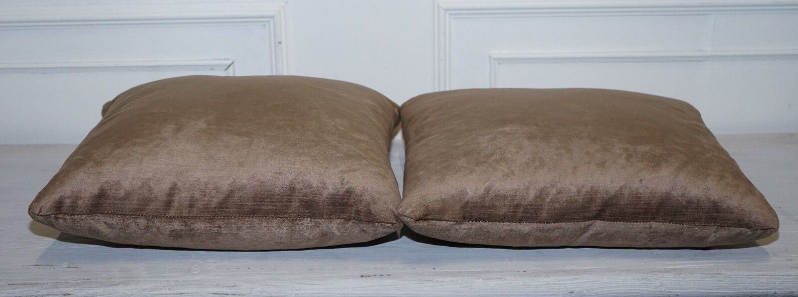 Lovely Vintage Pair Of Brown Feather Filled Scatter Cushions photo buy