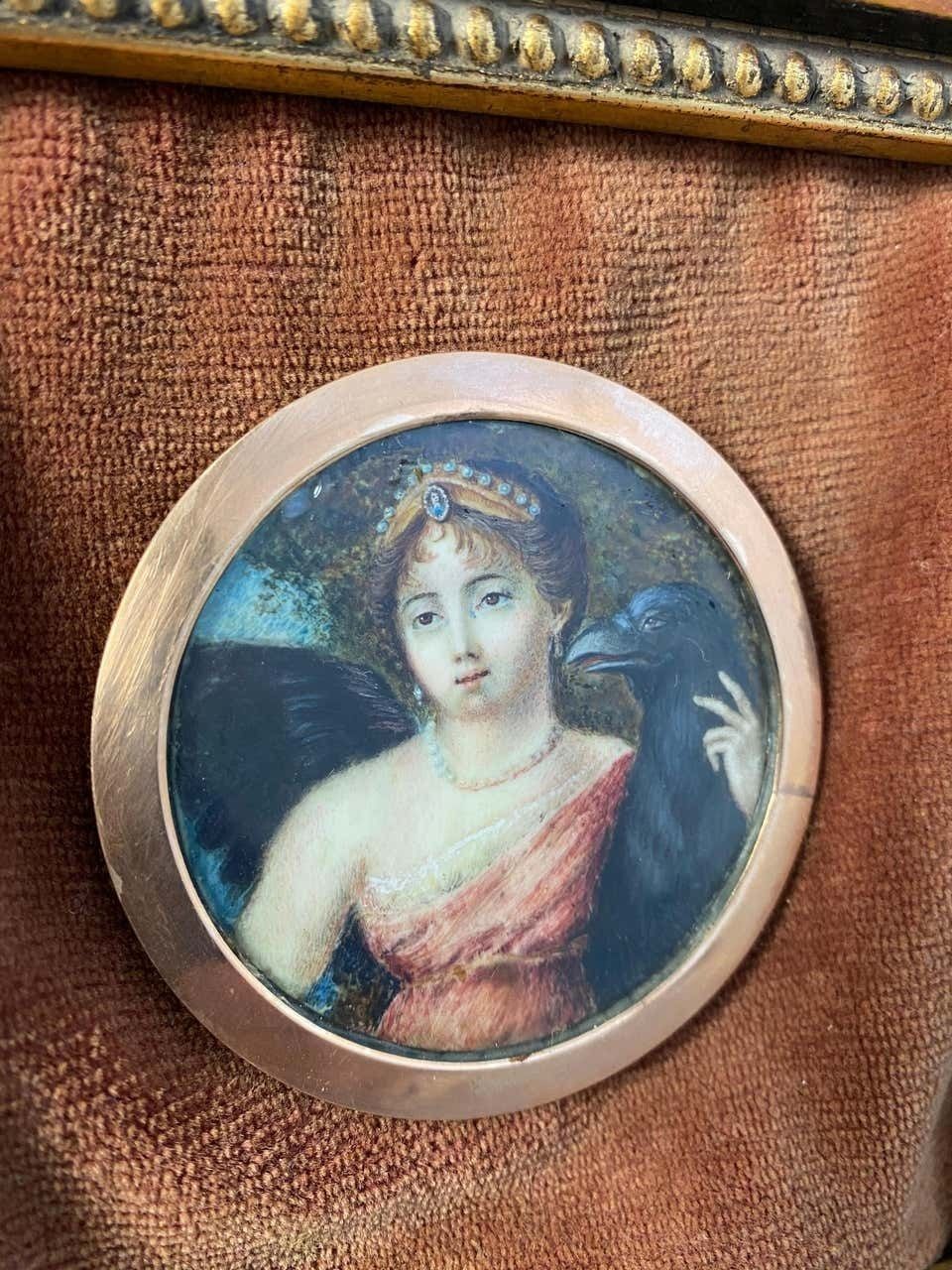 photo furniture Wooden Framed Picture Of Young Princess And Large Bird Of Prey