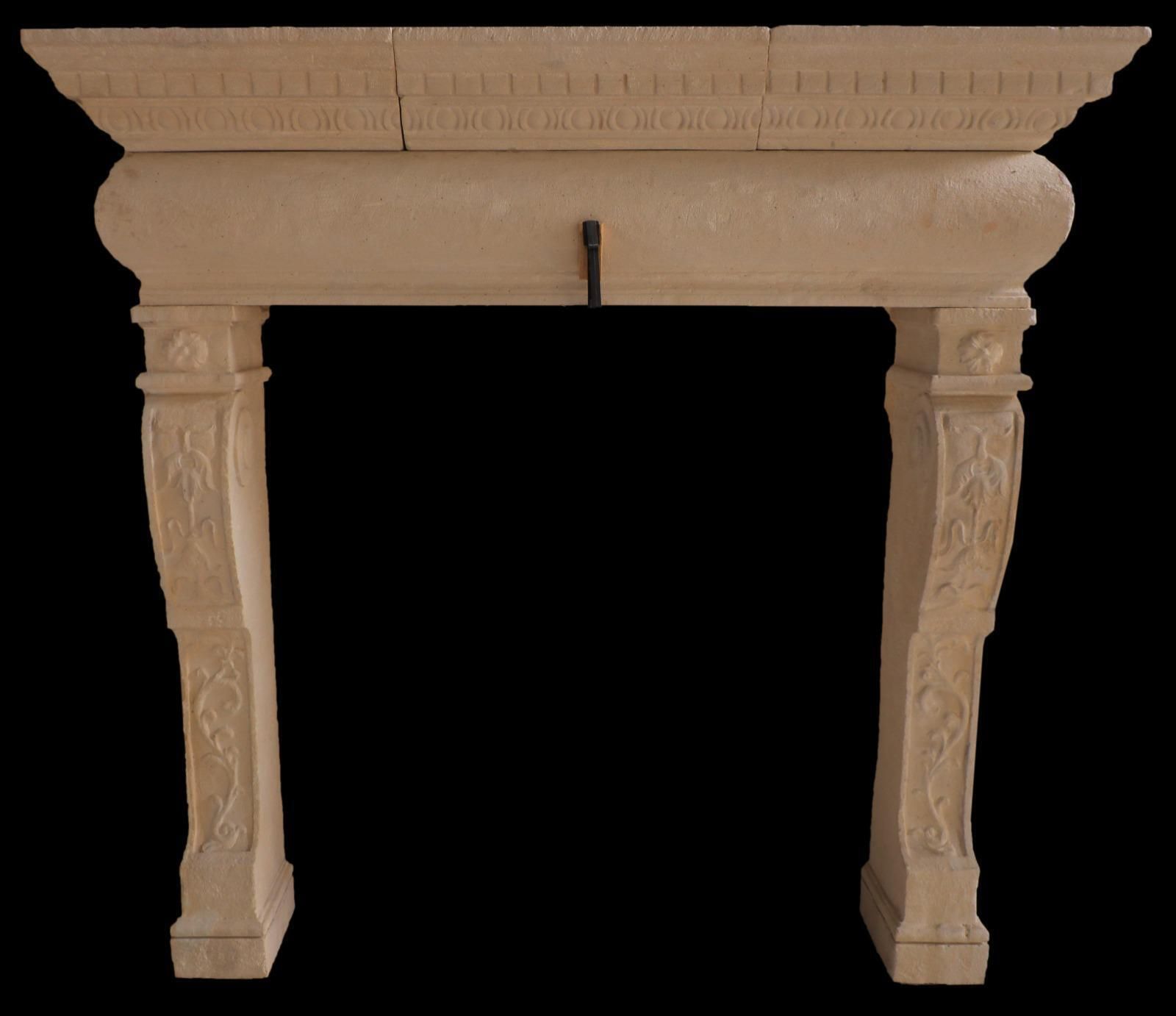 20th Century French Louis XV Style Limestone Fireplace Mantel