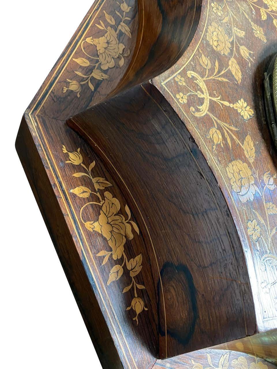French Rosewood And Boxwood Cased Wall Clock, 19th Century photo vinterior