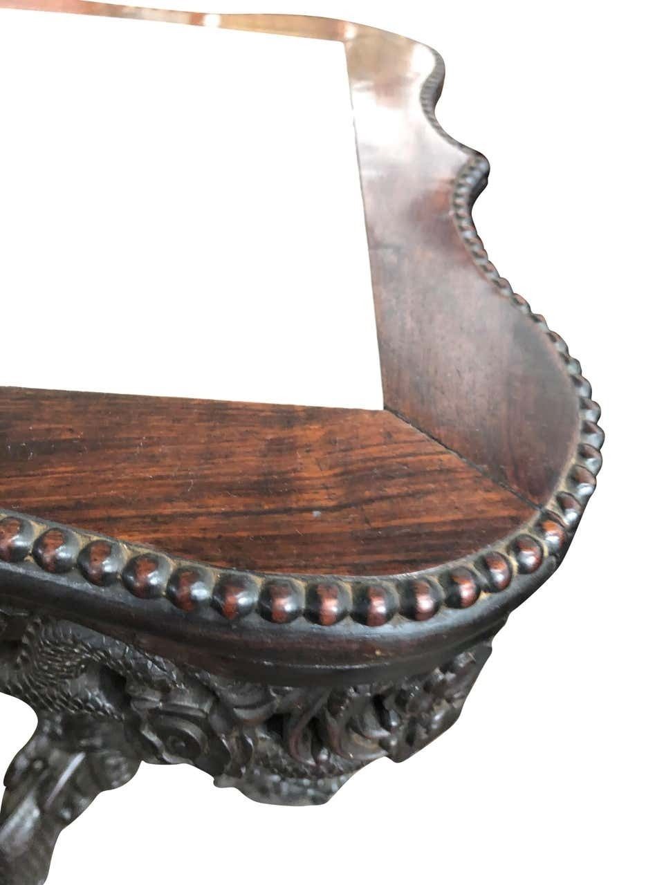 19th Century Chinese Carved Hardwood Center Table With Marble Top photo vinterior