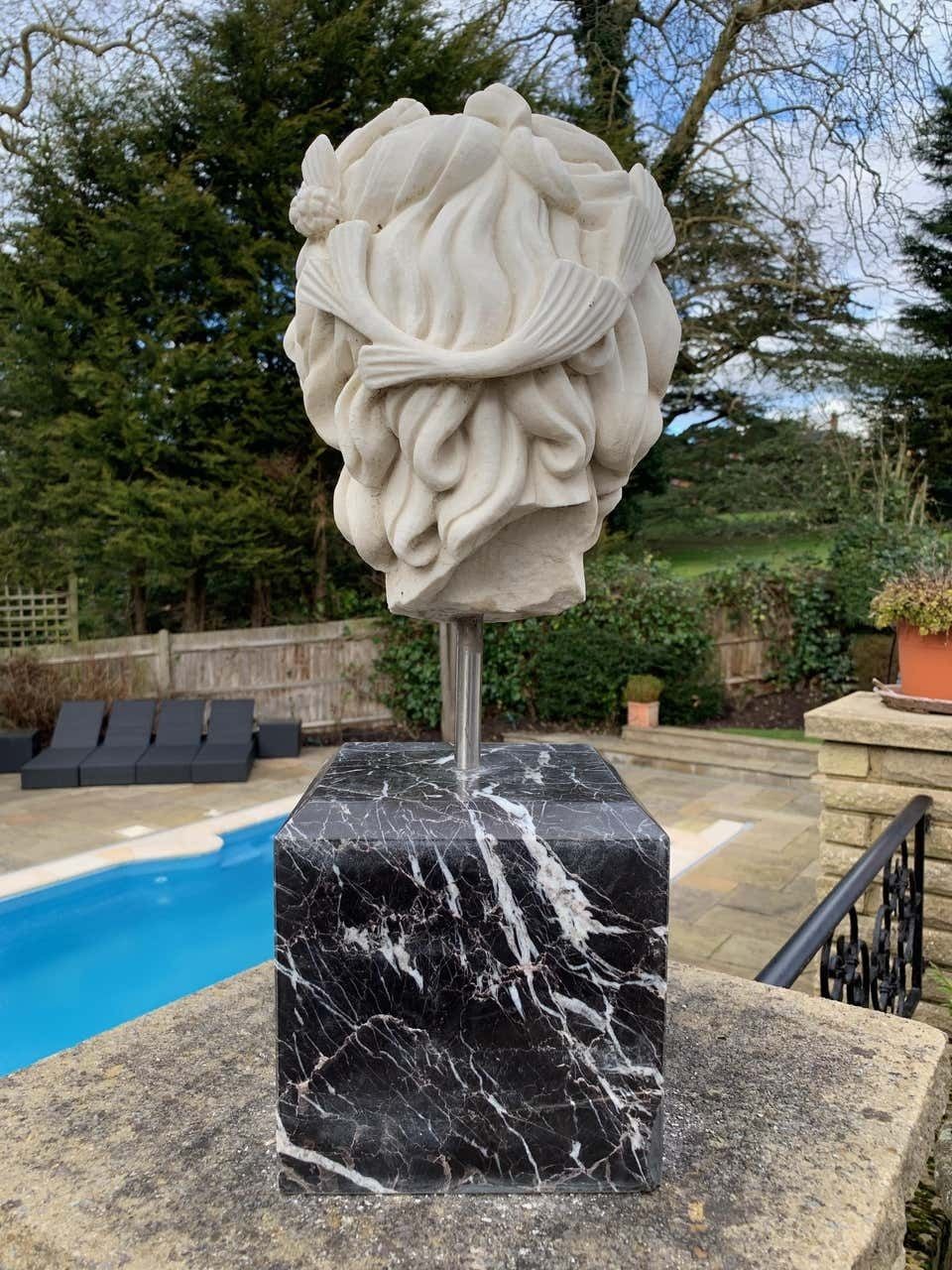 20th Century Marble Bust, Sculpture Of The Roman God Of The Water Neptune photo 1800.0