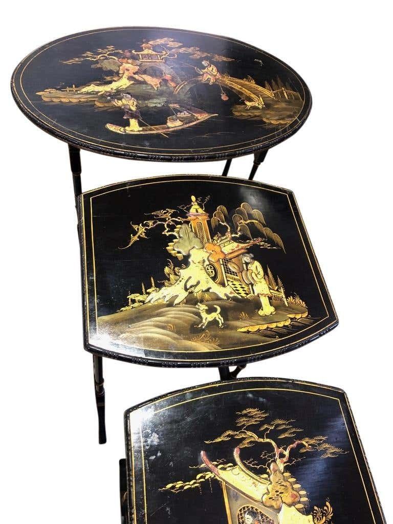 Set Of Three Carved Chinese Chinoiserie Nested Tables photo 1900.0