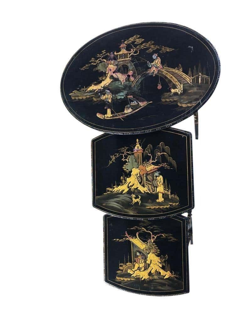 Set Of Three Carved Chinese Chinoiserie Nested Tables photo vinterior