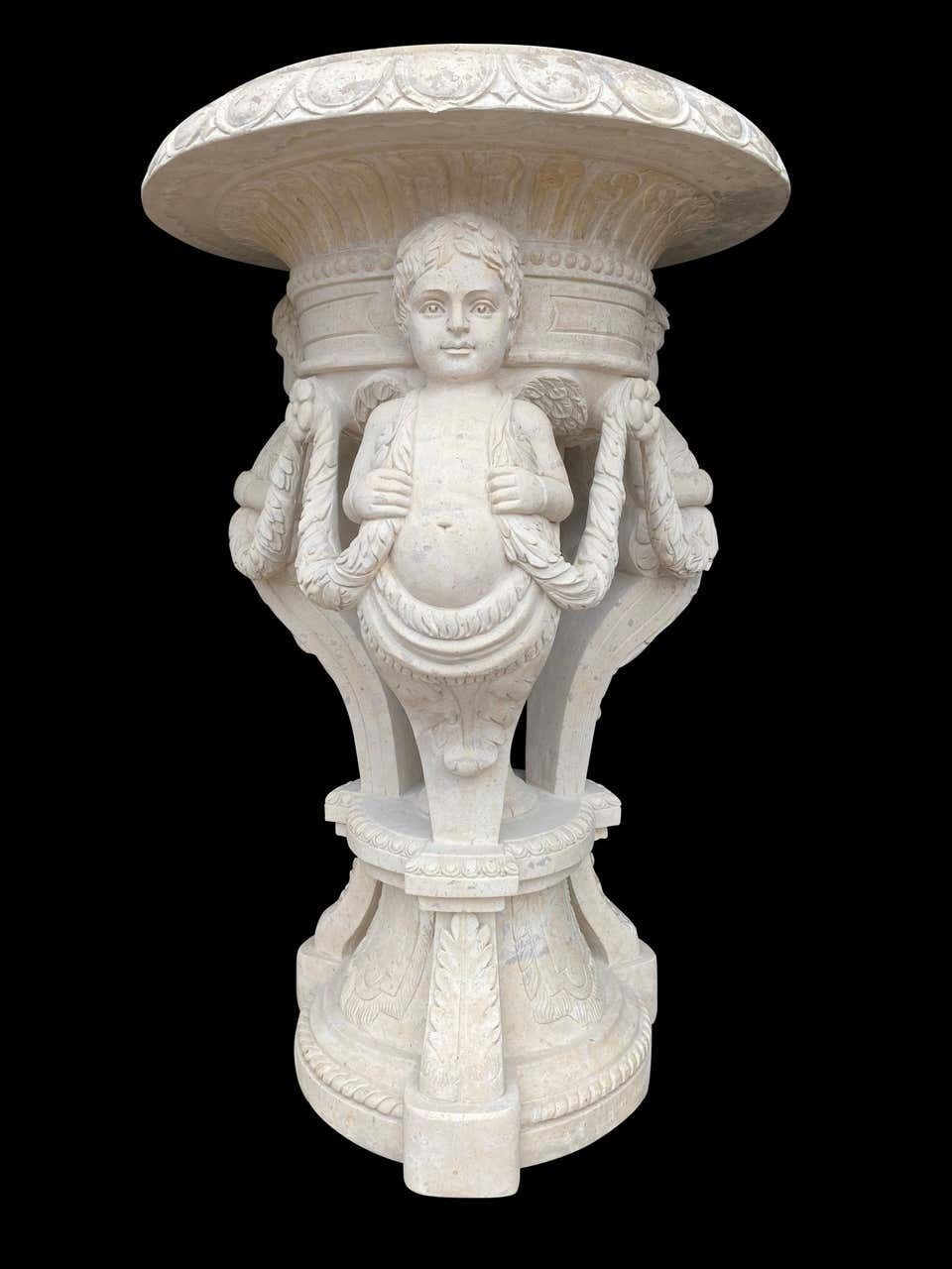 12500.0 20th Century Large Pair Of Hand Carved Marble Planters photo