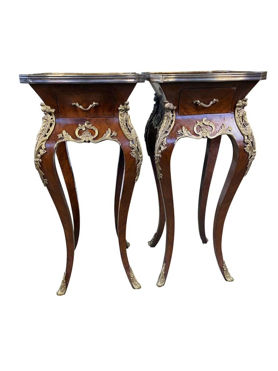 Pair Of French Kingwood Side Tables, 20th Century photo Furniture