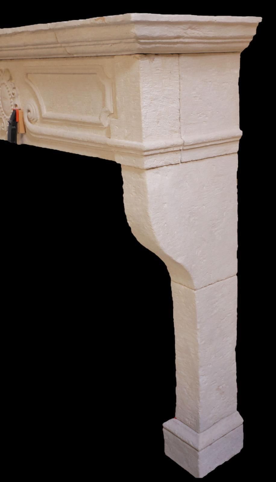 20th Century French Louis XV Style Limestone Fireplace With Floral Medallion photo 15500.0