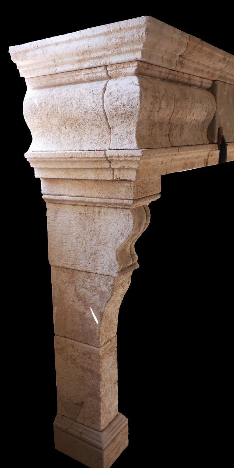20th Century French Limestone Fireplace With Stacked Molding And Sculpted Jambs photo Home Fixtures