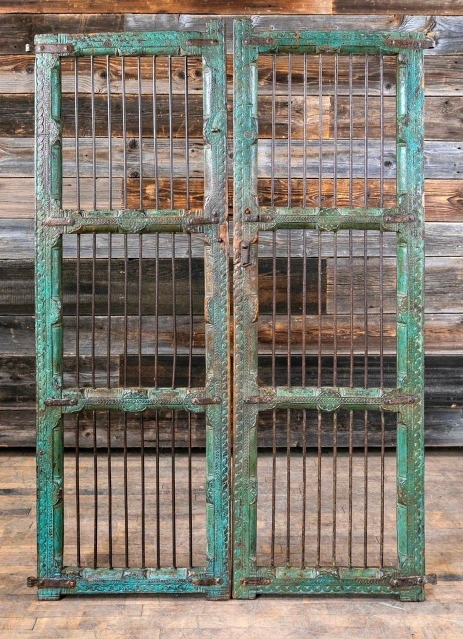Pair Of Ornate Indian Jali Doors, 19th Century photo vintage