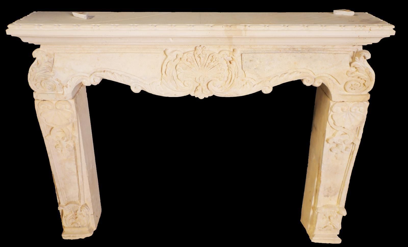20th Century Louis XV Style Limestone Fireplace Mantle With Shell photo for sale