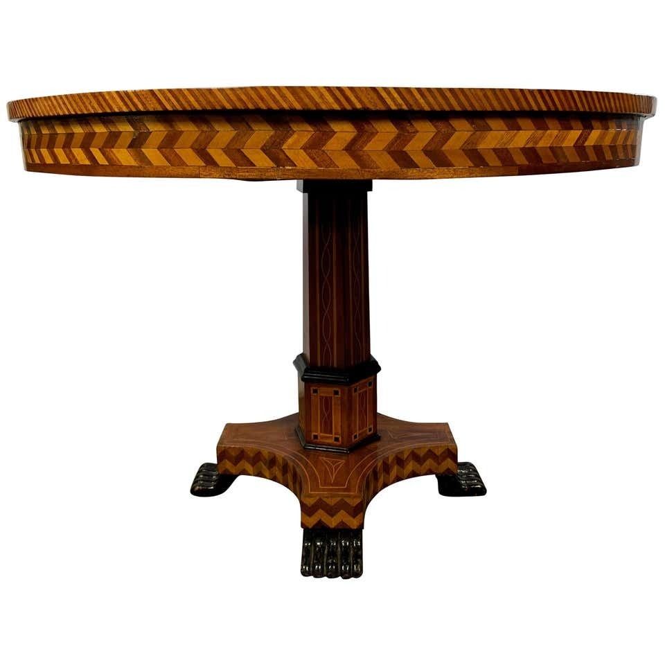 19th Century Walnut And Parquetry Inlaid William IV Style Centre Table