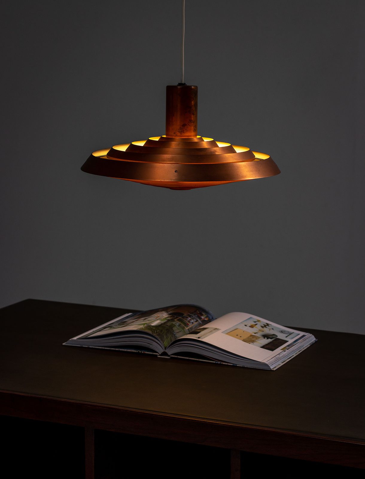 Poul Henningsen For Louis Poulsen Copper Pendant Tallerken 1950 photo vinterior