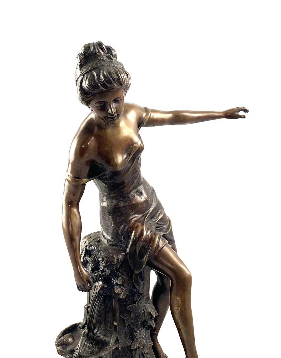 20th Century Bronze Figure Of A Classical Maiden Astride A Fountain photo Home Decor