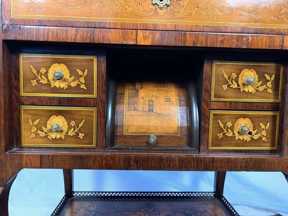 18th French Satinwood And Marquetry Inlaid Desk photo vintage