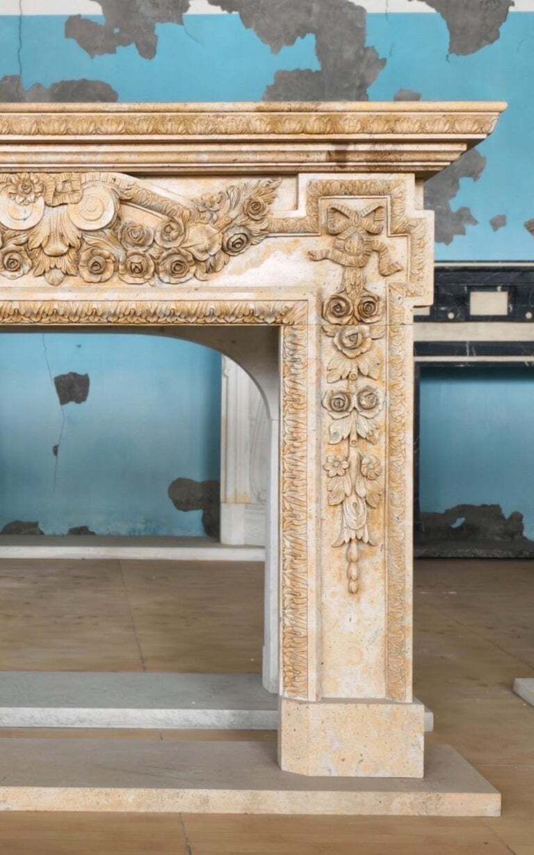 Ornate Hand Carved Fireplace Mantle photo vinterior