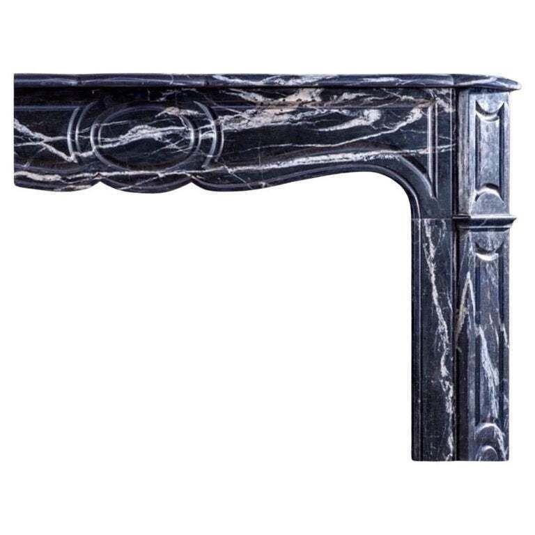 Solid Black And White Marble French Style Fireplace photo Home Fixtures