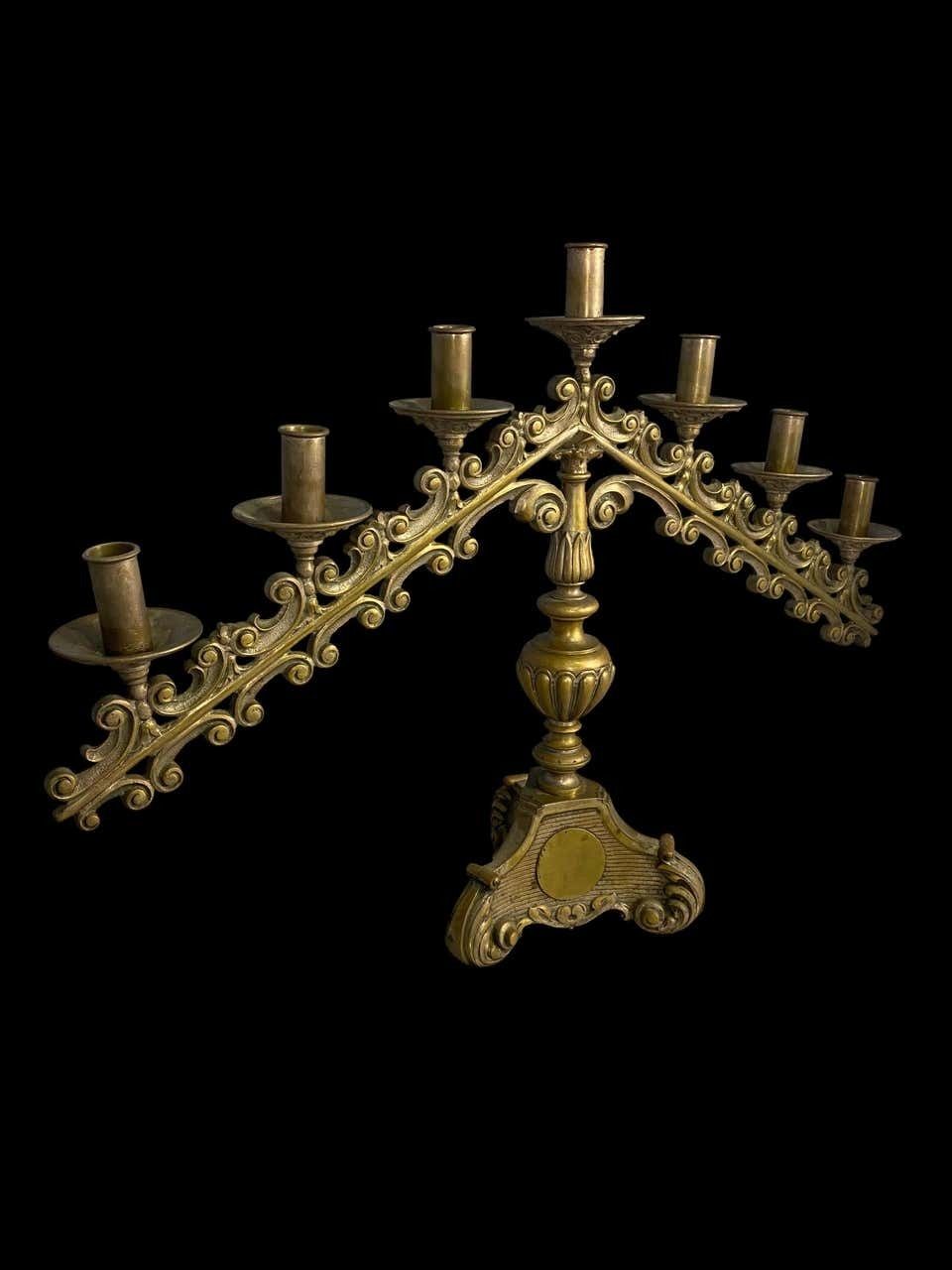 19th Century Pair Of Brass Church Candelabras photo 2300.0