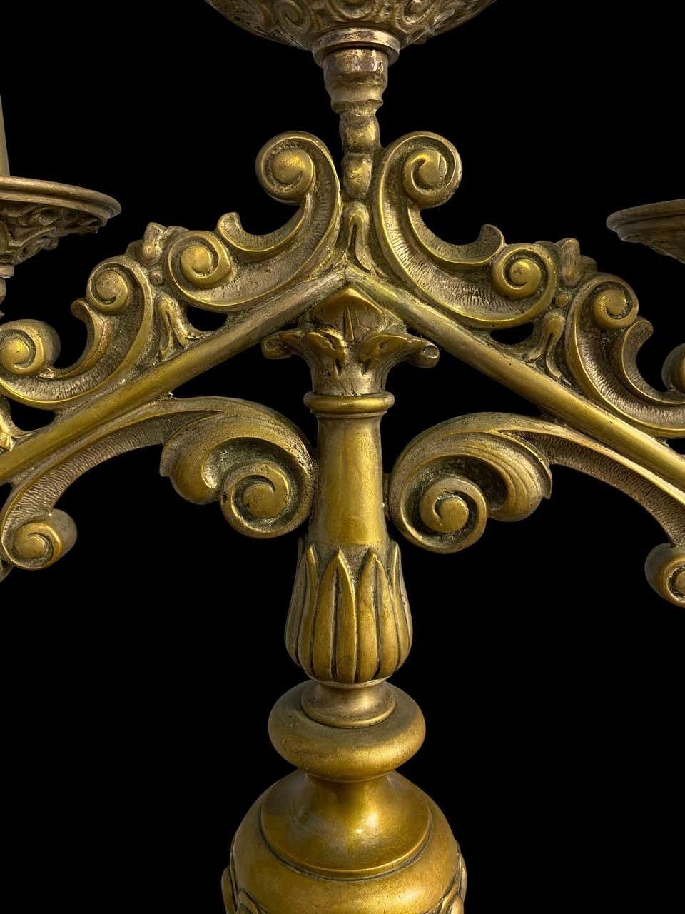 photo for sale 19th Century Pair Of Brass Church Candelabras