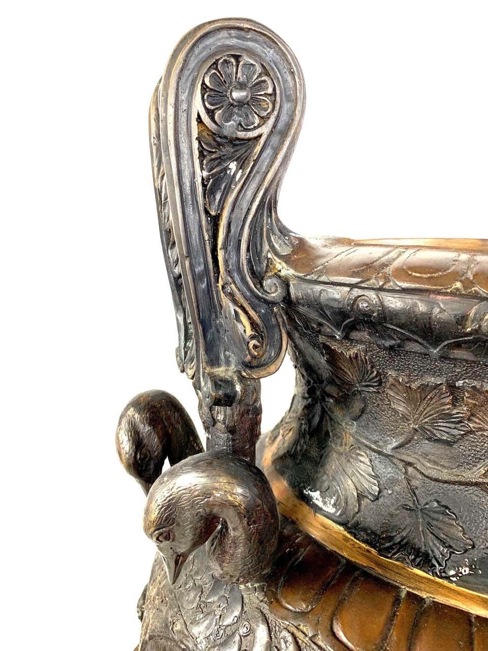 Pair Of Cast Bronze Neoclassical Roman Style Urns photo Home Decor