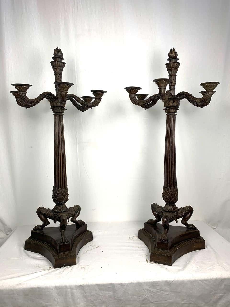 Pair Of Bronze Empire Candelabras, France photo buy