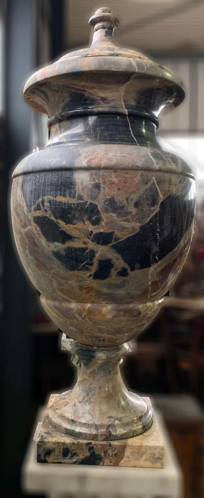 19th Century Italian Large Pair Of Monumental Marble Urns photo for sale