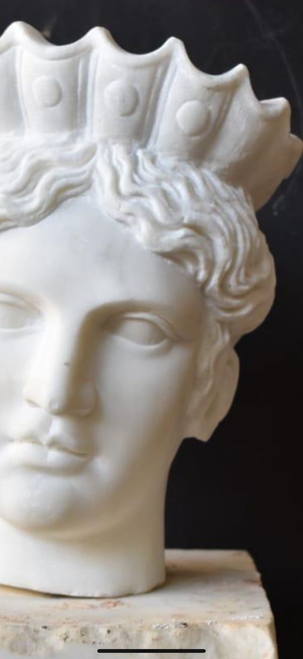 Solid Marble Bust Sculpture Of A Woman In Classical Greek Style – 20th Century photo for sale