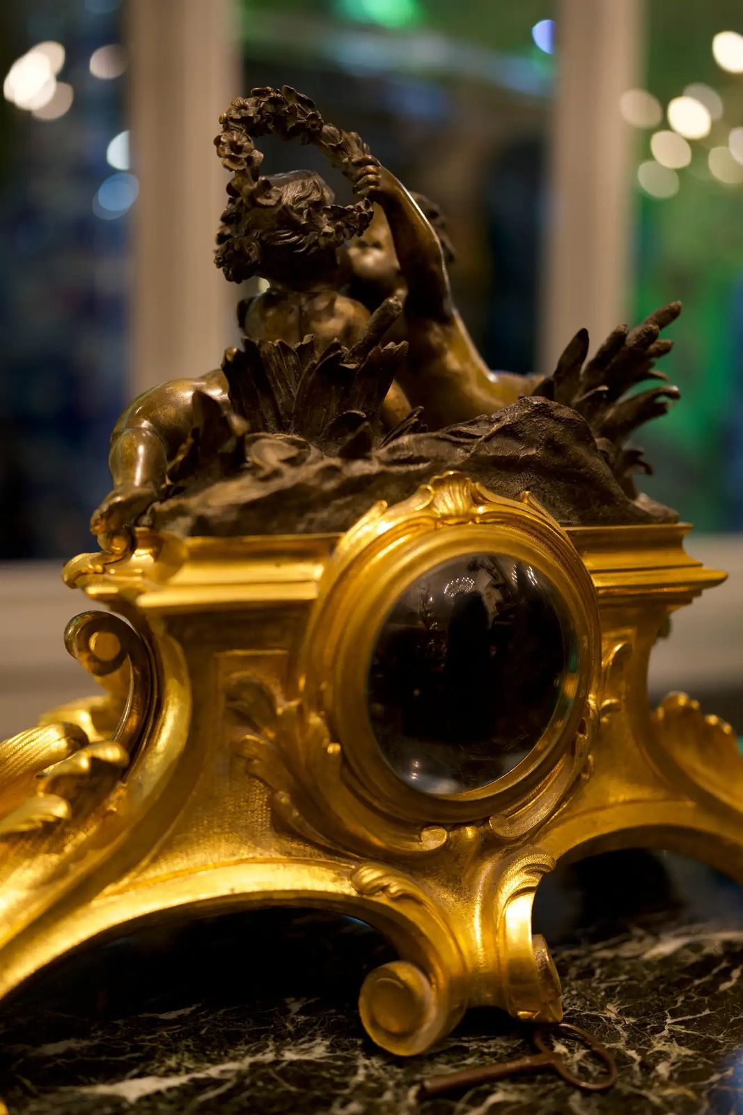 Louis XV Style 19th Century French Figural Gilt Bronze Mantel Clock photo buy