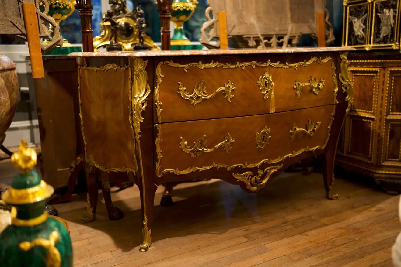 18th Century Marble Top Bronze Mounted Kingwood Louis XV Commode photo furniture
