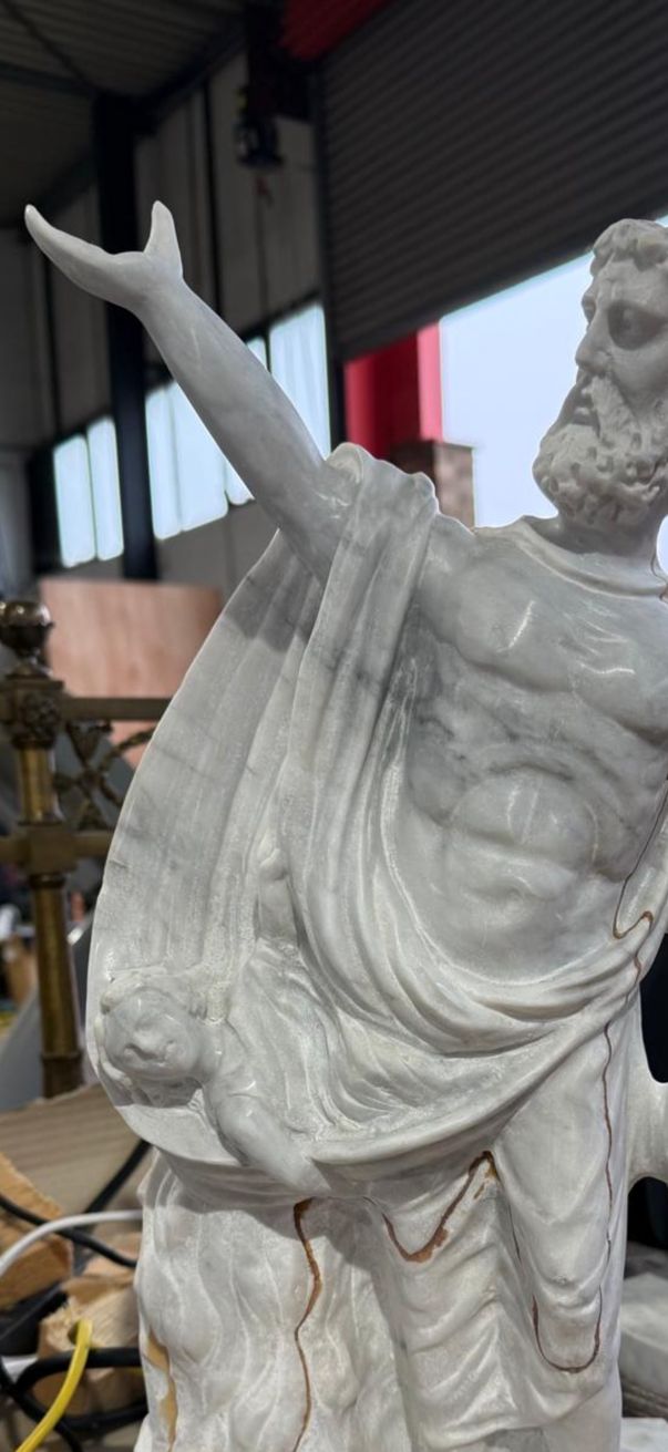 20th Century Roman Statue Sculpture With Gold Marble Veining photo for sale