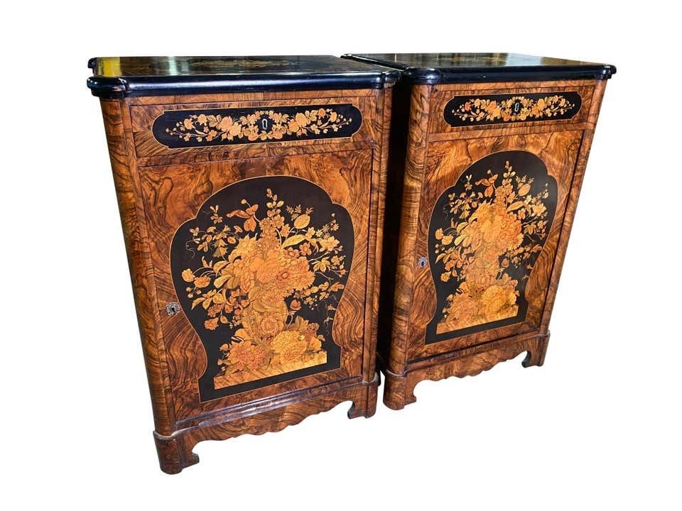 photo furniture Pair Of Victorian Inlaid Cabinets, 19th Century