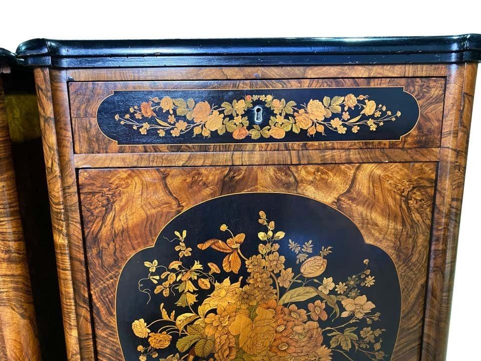 photo vintage Pair Of Victorian Inlaid Cabinets, 19th Century