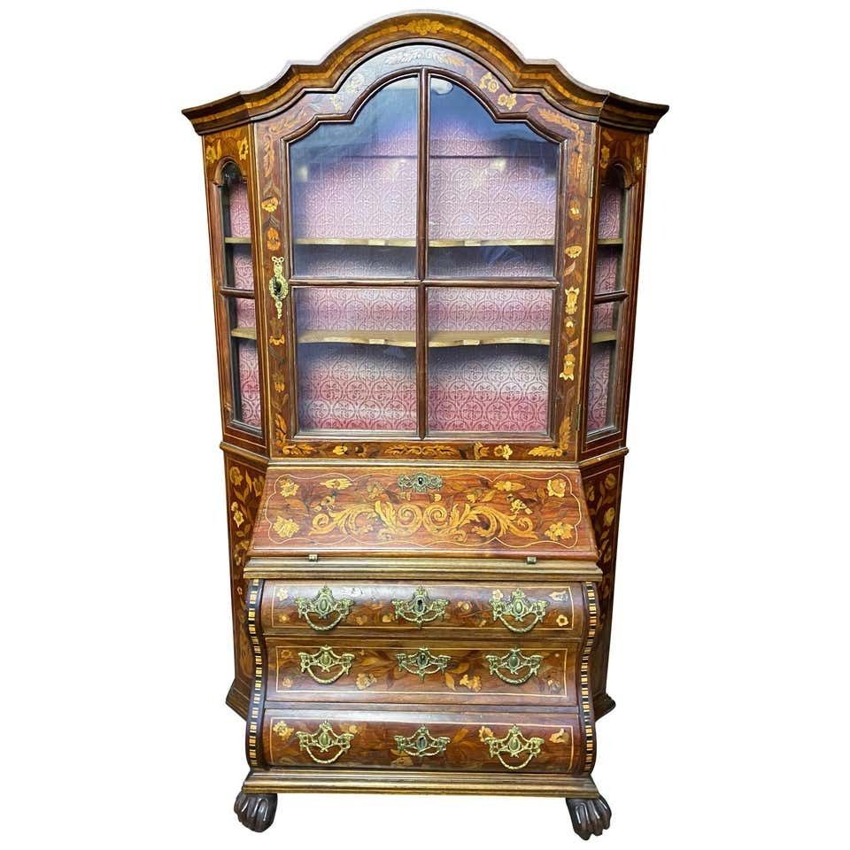 Dutch Walnut Miniature Secretaire Bookcase, 18th Century