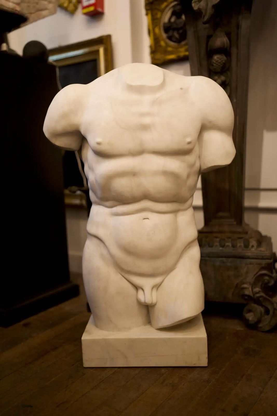 20th Century Monumental Grand Tour Marble Torso Statue Nude Carving photo furniture