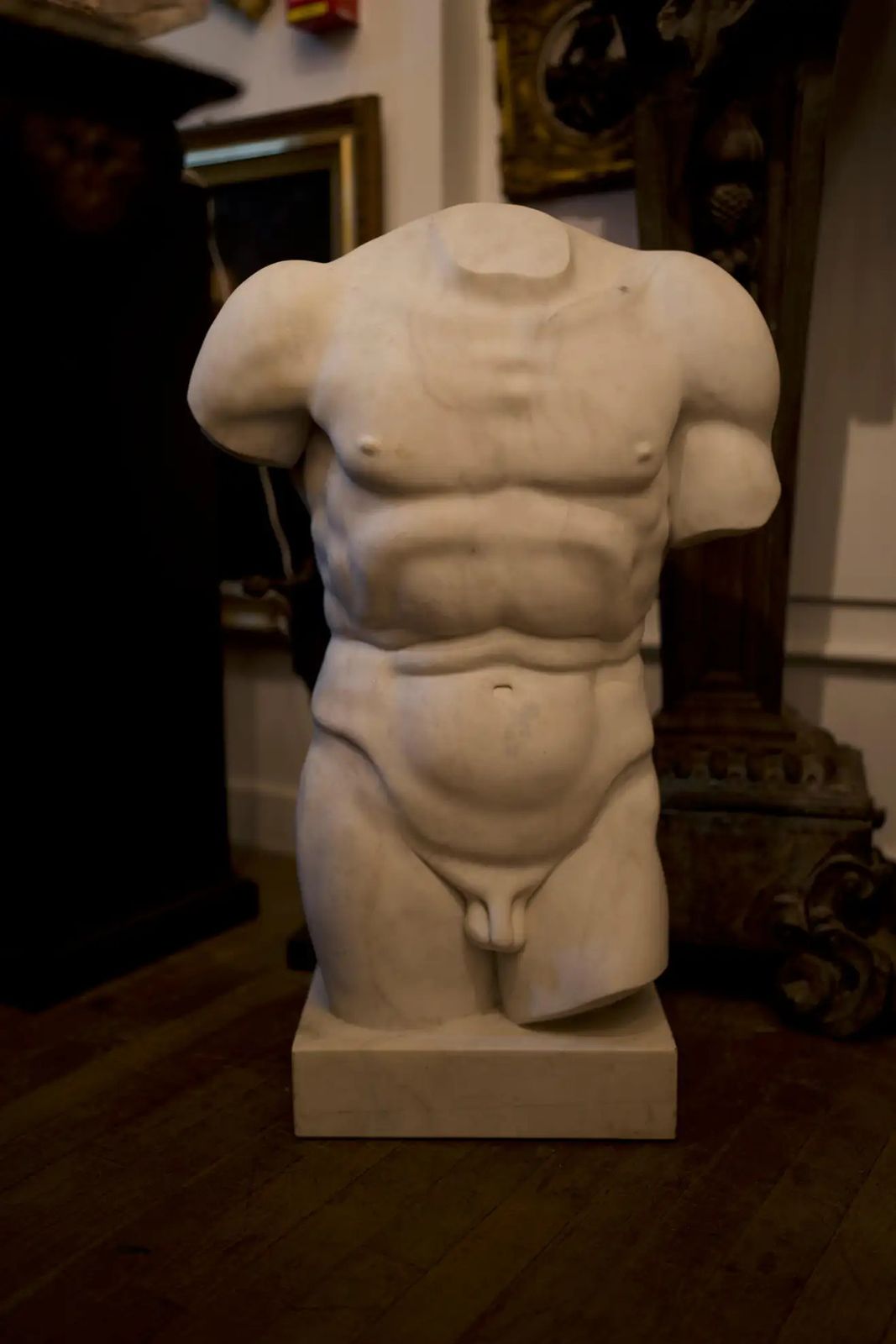 20th Century Monumental Grand Tour Marble Torso Statue Nude Carving photo 6500.0