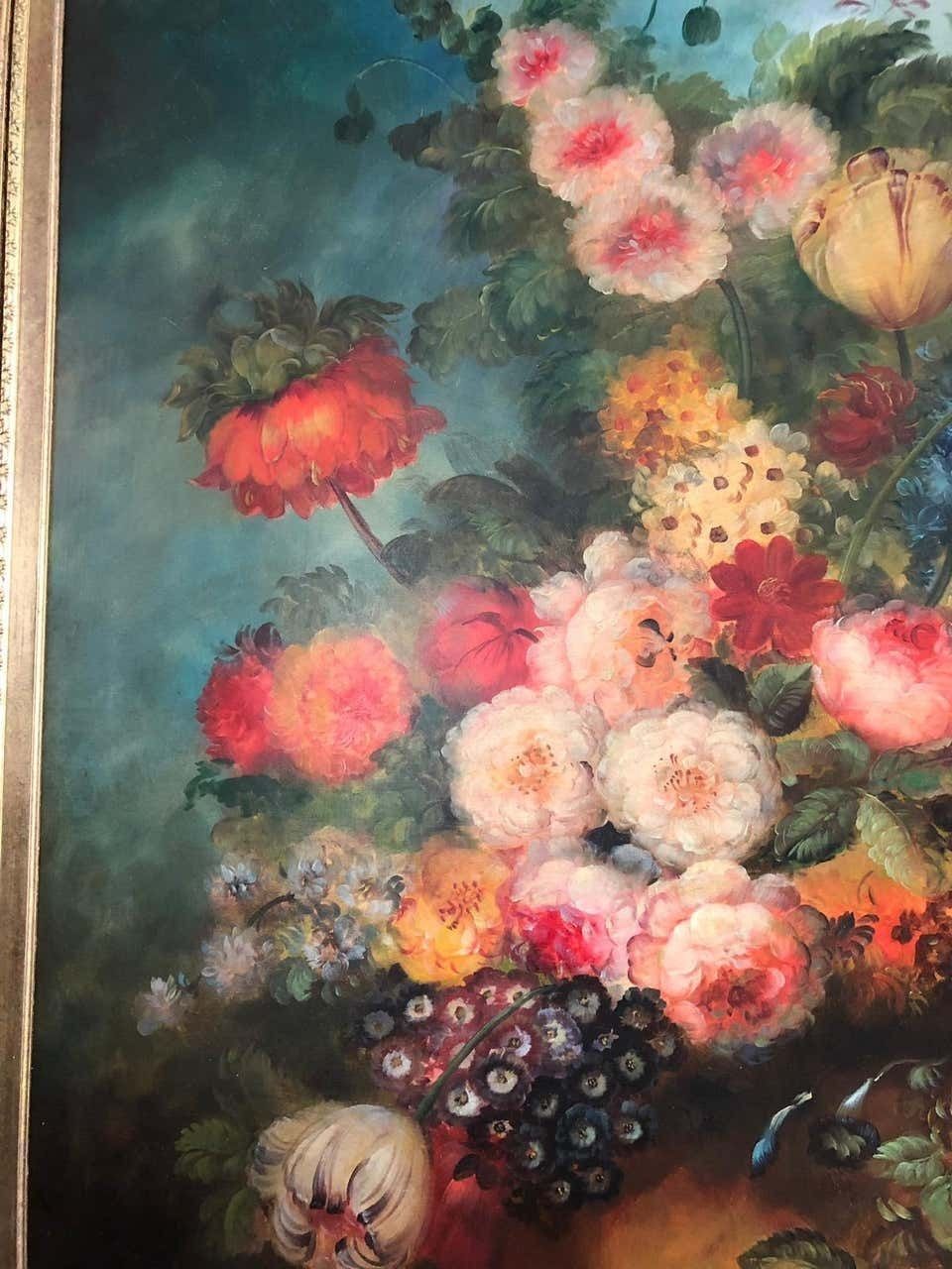 Bouquet Of Carnations And Fruit Still Life, 20th Century photo for sale