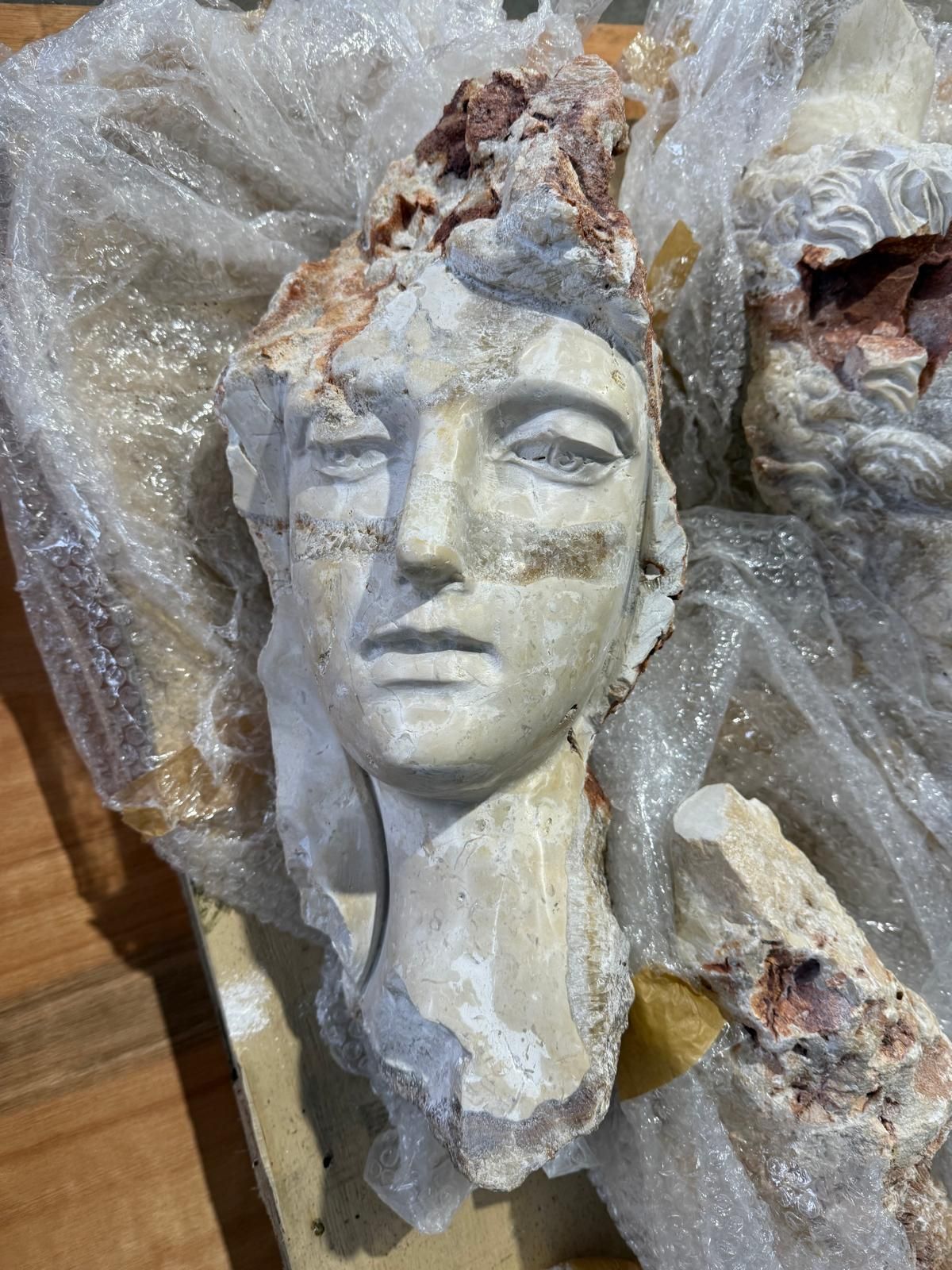 Healing Princess Head Sculpture In Calcite Crystal, 20th Century photo furniture