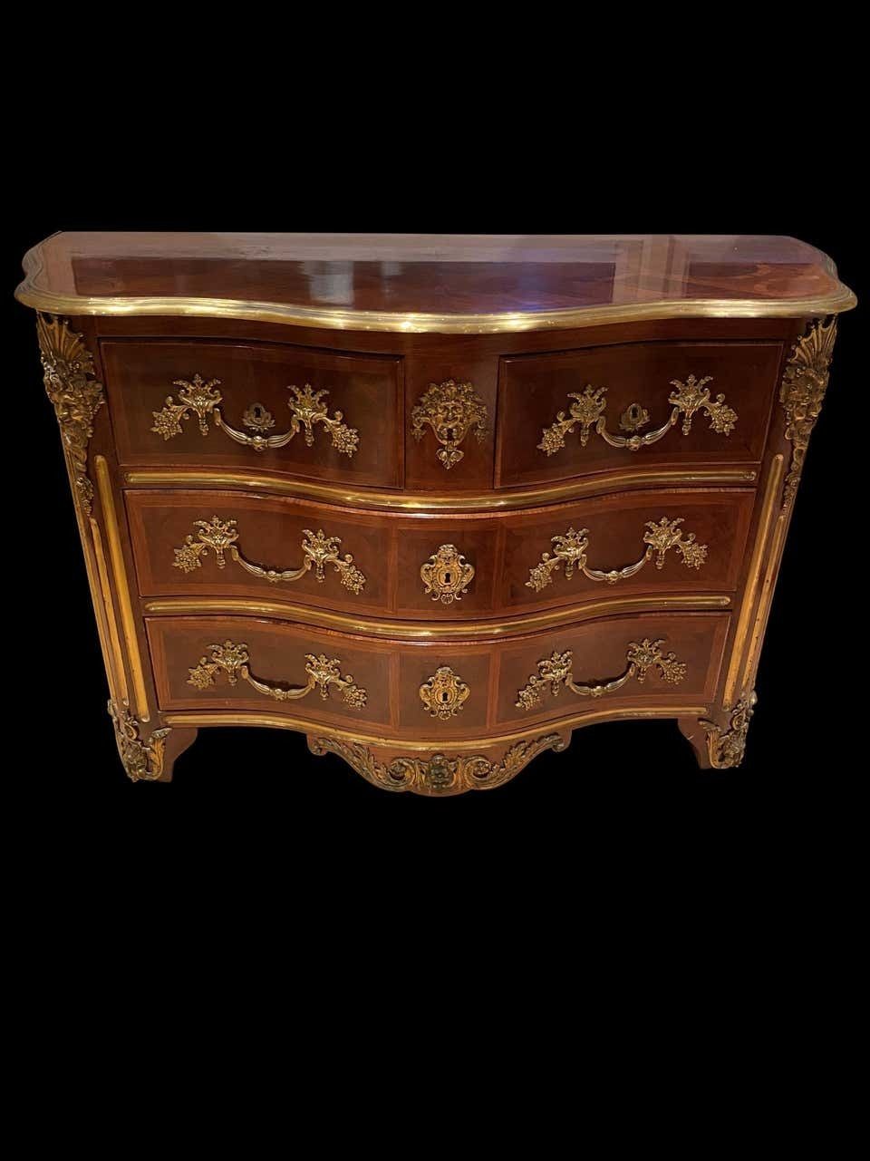 French 19th Century Louis XV St. Kingwood, Tulipwood And Ormolu Commode photo for sale