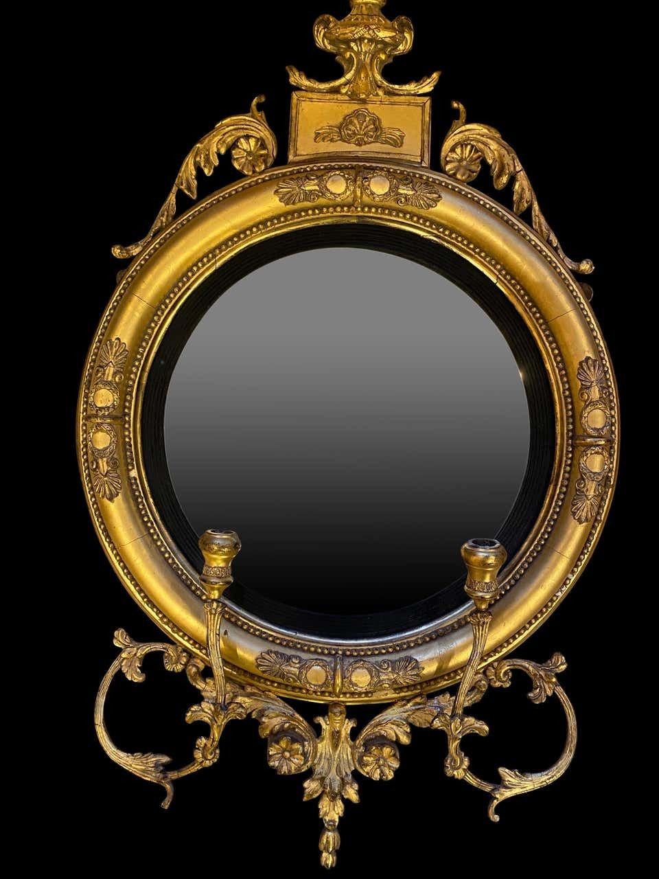 Fine Pair Of Regency Convex Mirrors, English, Circa 1820 photo vinterior