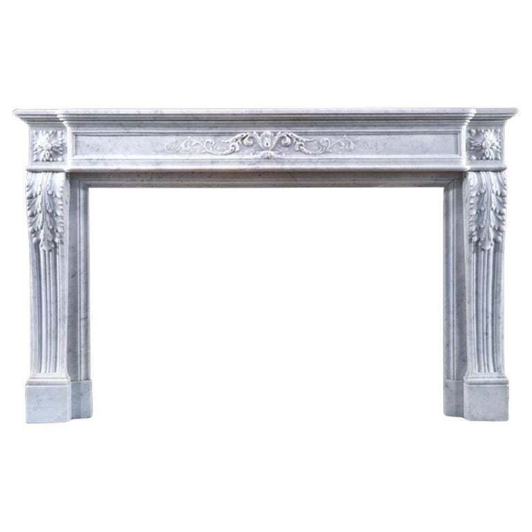 Solid Carrara Marble French Style Fireplace
