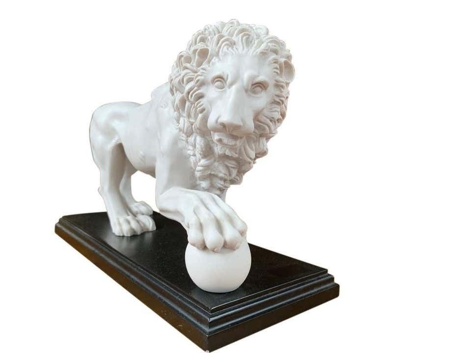 Pair Of Marble Lion Gatekeeper Statues, Large Cat Castings photo furniture
